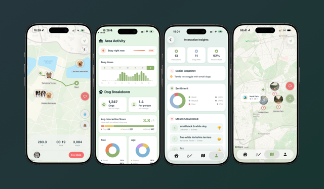 dog map app screen mockup